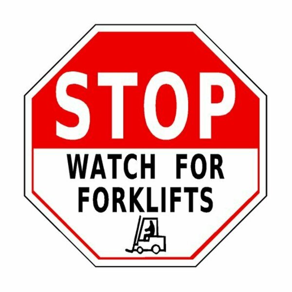 Pristine Products Stop Watch For Forklifts Floor sign. stSTOPWFL16